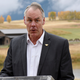 Ryan Zinke announcing a ban on new mining claims in mountains north of Yellowstone National Park near Emigrant, Montana in October 2018.